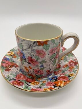 ☕️ Lord Nelson Ware Chintz Floral Porcelain Demitasse Cup & Saucer “Martha”